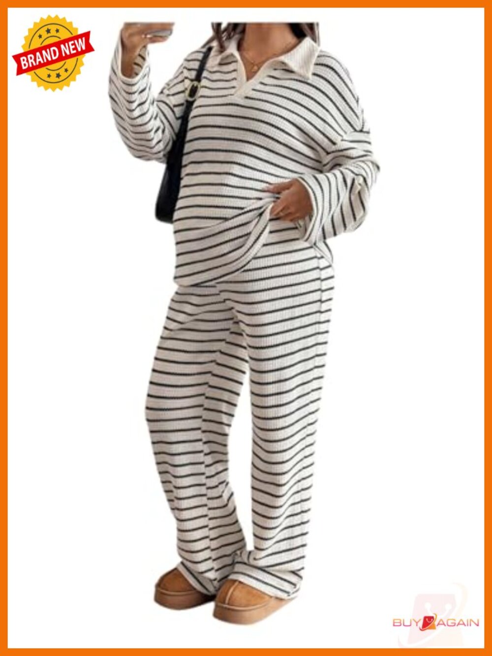 Maternity 2 Piece Striped Lounge Set Long Sleeve Shirt Pants Comfy Pregnancy